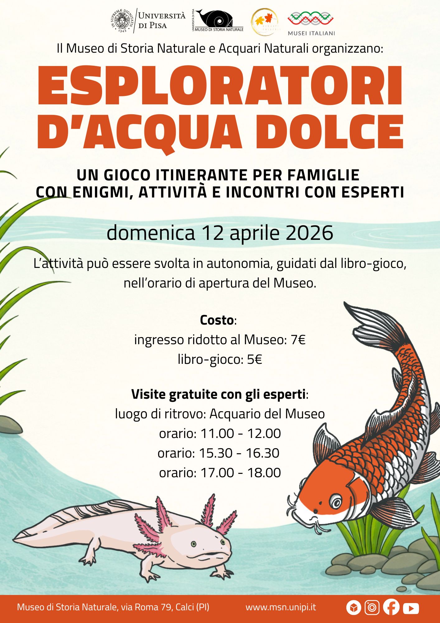 Acquario del Museo di Storia Naturale di Calci - Esploratori d'acqua dolce 2026