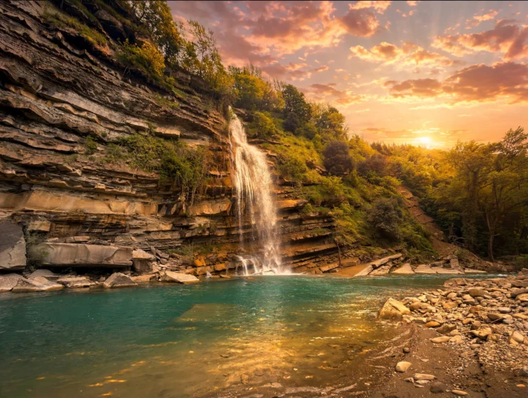 Cascata di Moraduccio tramonto